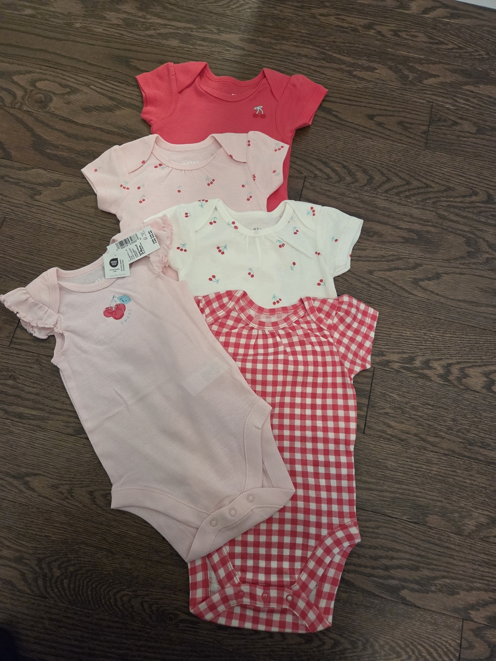 Baby Girl 5-Pack Bodysuits - Red, Pink, White